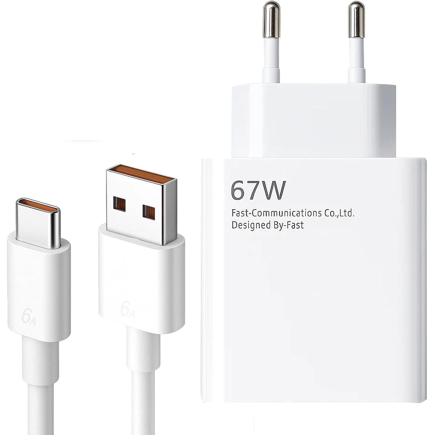 Cargador 67W para Xiaomi Carga Rápida con Cable Tipo C, USB Charger Rápido Y 1.5M Cable USB C, Carga Turbo para Redmi Note 13 Pro, Xiaomi 14, 13, 12T, 12S, K60, K50, 12 ProPlus, Poco X6, F5, X5