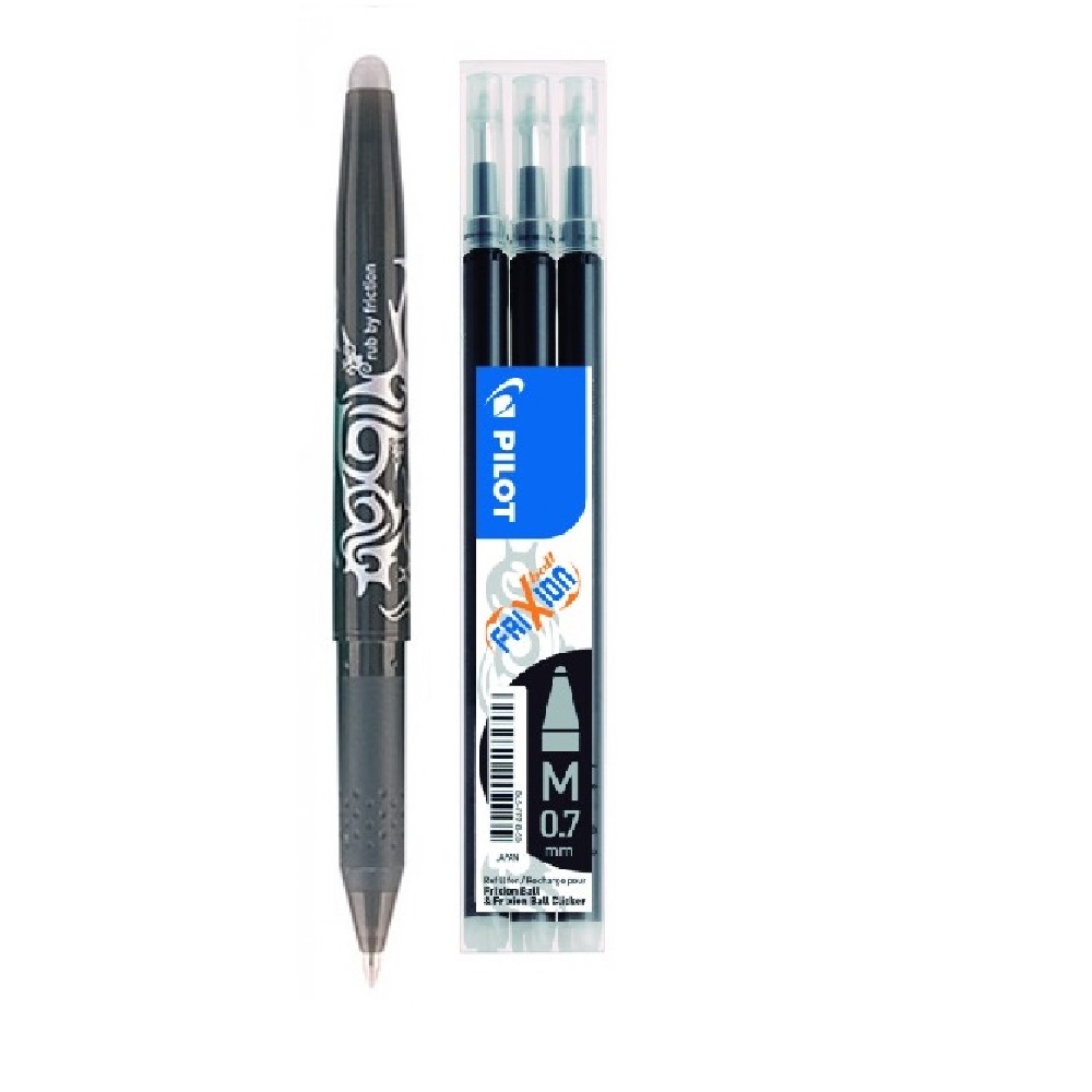 Pilot Frixion - Bolígrafo borrable por fricción de 0.7 mm, tinta que desaparece y permite borrar y escribir múltiples veces. No mancha ni daña el papel. Con grip antifatiga. Recambio disponible.