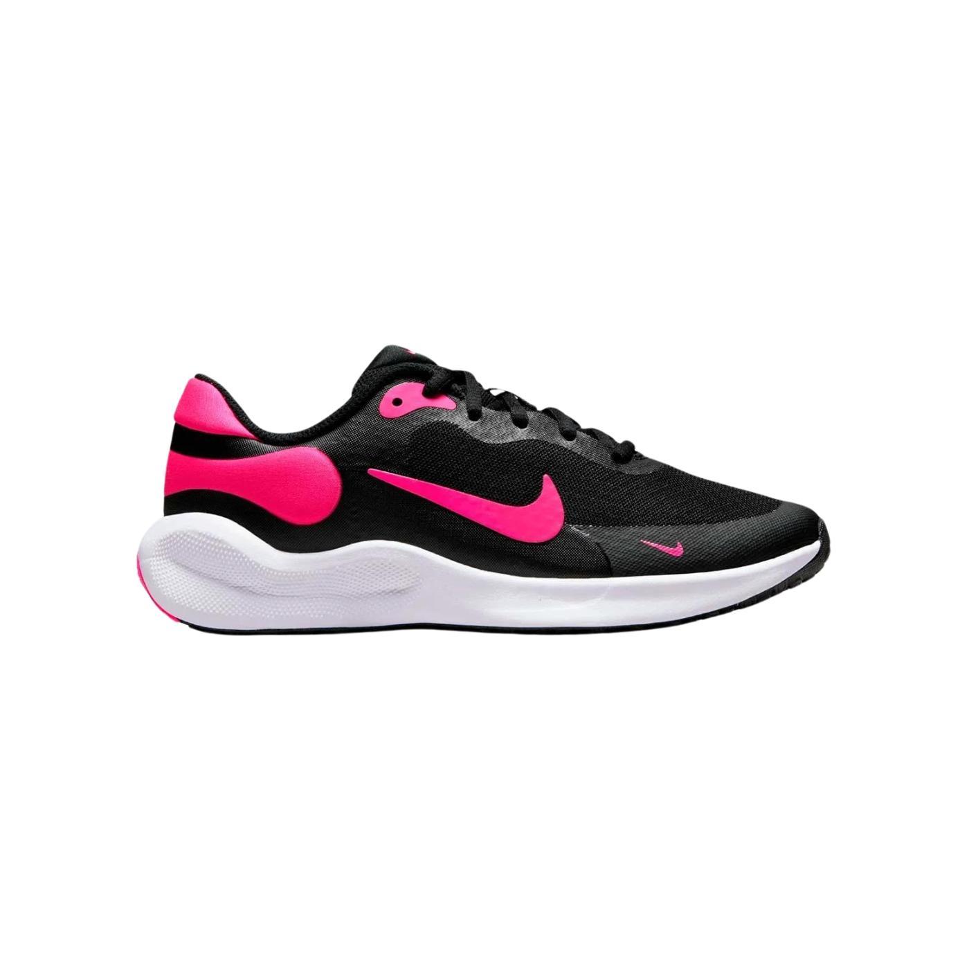 Zapatillas nike revolution 7 negro rosa de niña.