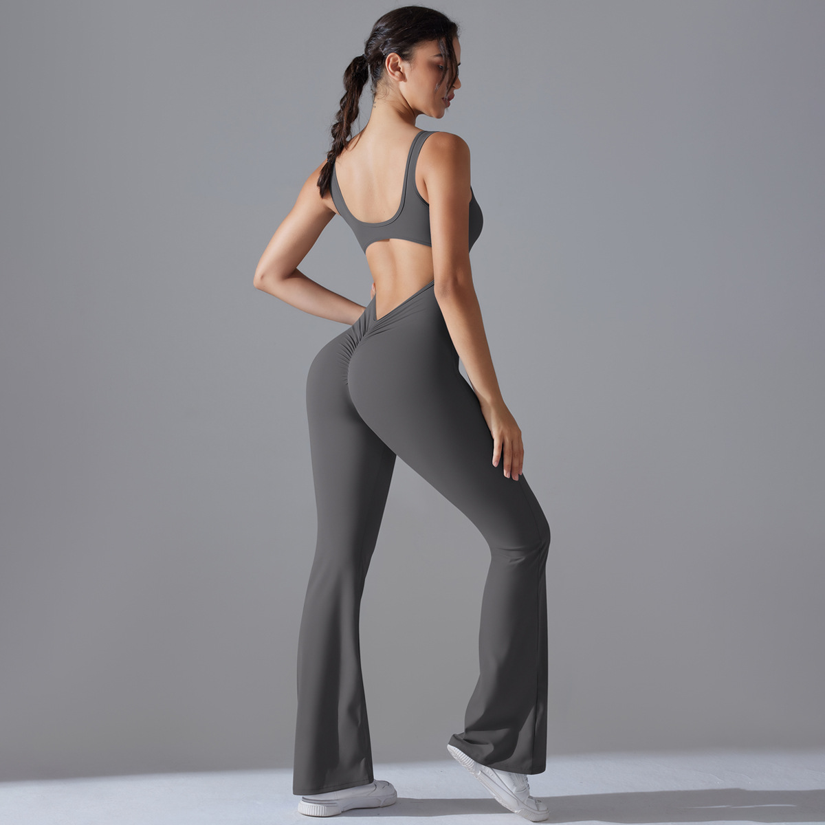 TK 2025 Nueva Belleza espalda de una Pieza melalgodón Elevación Deporte entrenamiento ropa Pantones acampanados mono de Yoga