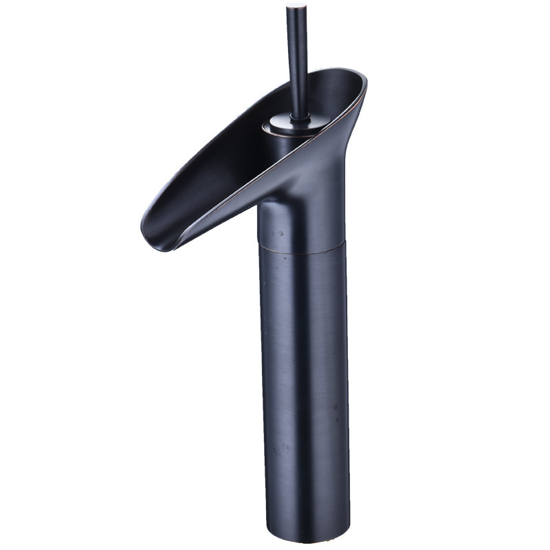 Grifo de Baño Negro de Cascada de una Sola Manija Retro