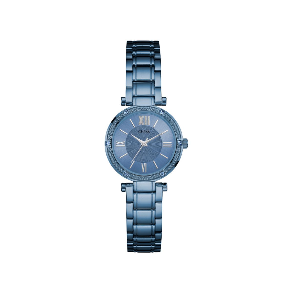Guess Reloj Mujer Caja De Acero Pulsera Acero De Color Azul Resistente Al Agua  W0767l4