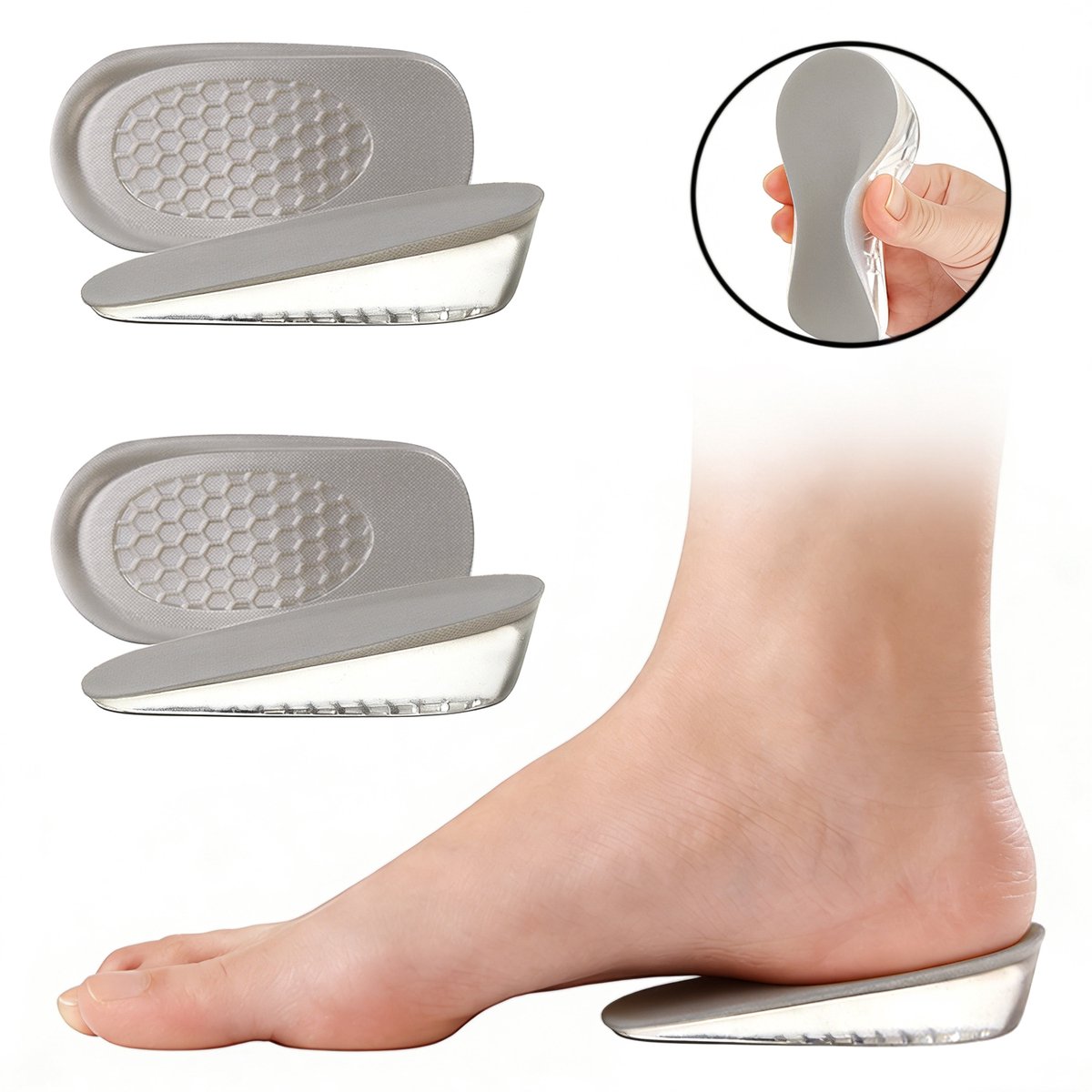 Om Home Plantillas para aumentar la estatura - 2 pares - S - Talla para mujer 1,5 cm de alto - 11 cm de largo - 5,5 cm de ancho - Plantillas - Plantillas para aumentar el talón - Cómodas - Amortiguadoras - Adecuadas para uso diario, juegos de rol y otras