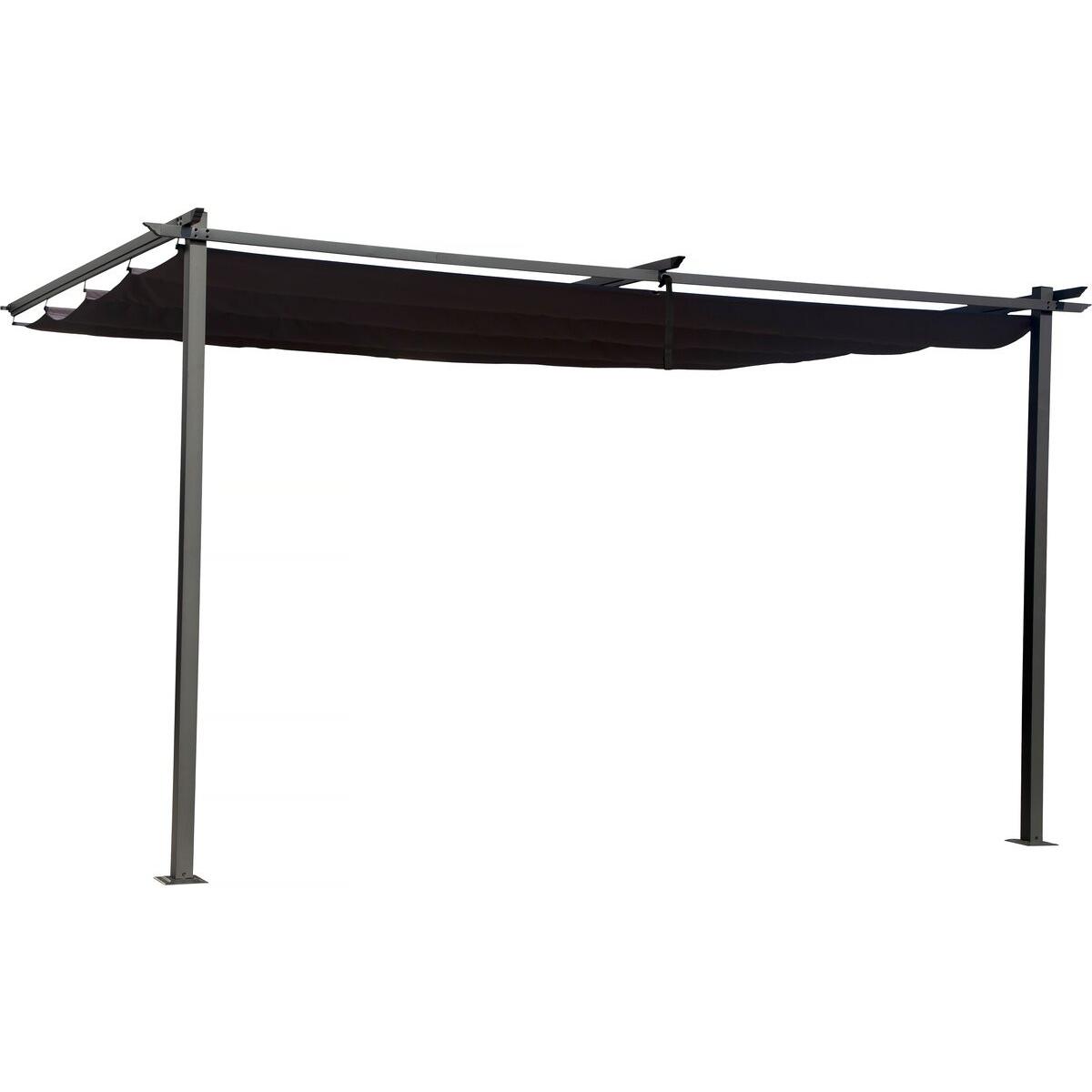 Habitat y Jardin - Pergola adossée avec toit rétractable - 3 x 4 m - Gris anthracite