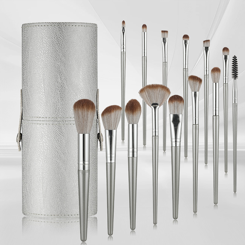 Juego de 14 pinceles de maquillaje, adecuado para maquillaje de rostro y ojos, viene con un estuche de almacenamiento portátil