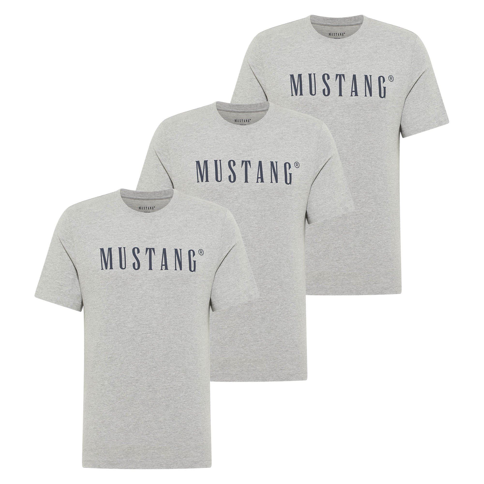 MUSTANG camiseta para hombre paquete de 3 - Austin, logotipo grande, algodón, Single Jersey Style Austin 3P