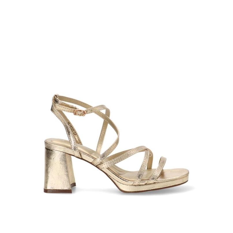 Sandalia Vestir Buonarotti - Mujer - Tacón Alto - Modelo Bl5725 - Color Oro