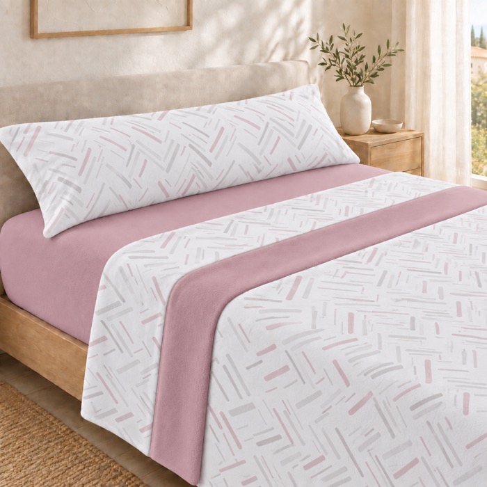 Juego de Sábanas de Coralina para Invierno, 100% Poliéster, Tacto Muy Suave y Cálido, Inclueye Bajera Ajustable, Encimera y Funda de Almohada, Lavable a Máquina, Disponible para Camas de 90, 105, 135, 150 y 180 cm