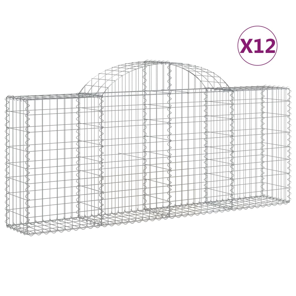 Vidaxl Cestas de Gaviones de Hierro Arco 12 Uds 200 X 30 X 60/80 Cm