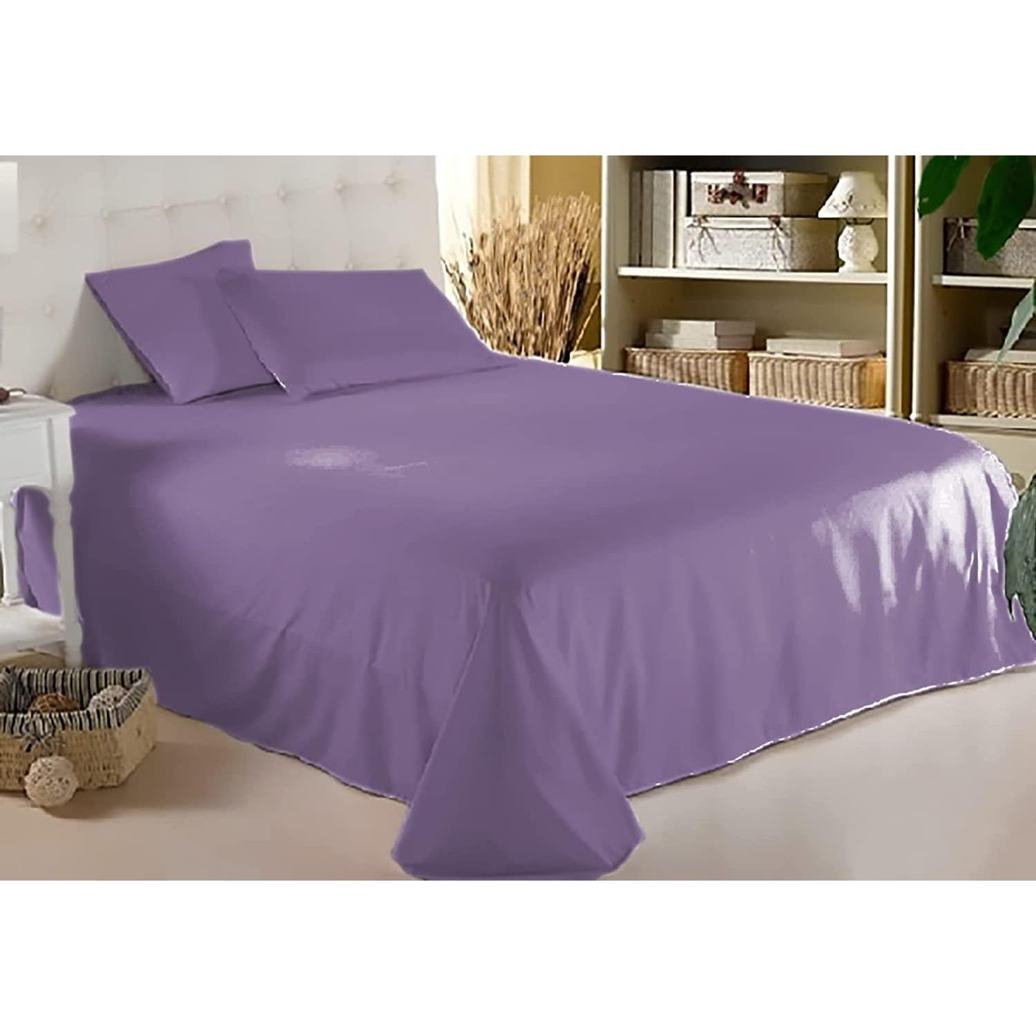 Juego de Sábana de 3 Piezas Color Azul, para Cama, Sábana Bajera Ajustable para Cama + Sábana Encimera + Funda de Almohada