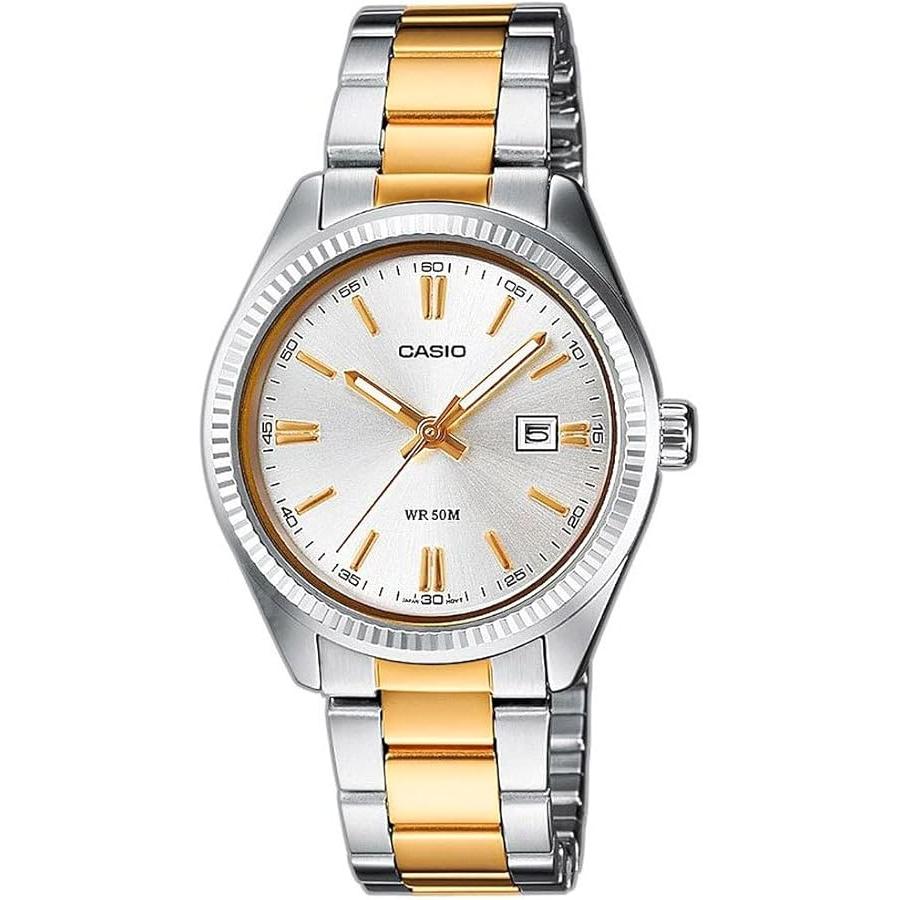 Casio Reloj Mujer Analogico Cuarzo con Correa de Acero inoxidable LTP-1302PSG-7AVE