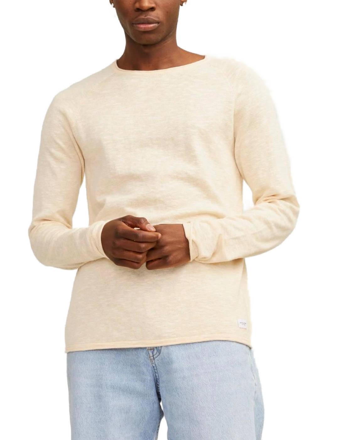 Jack & Jones Jersey Jack&Jones Linen Naranja de Punto Fino para Hombre - Cómodo para el Día a Día