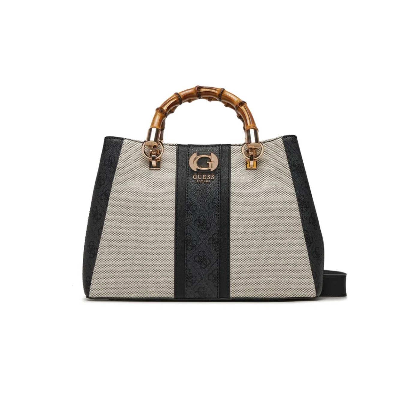 Bolso Guess Kerima blanco y negro con logotipo para mujer