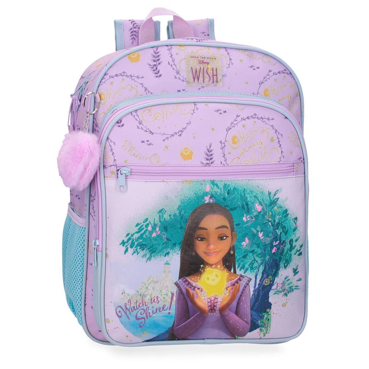 Mochila escolar Disney Wish watch us shine malva
