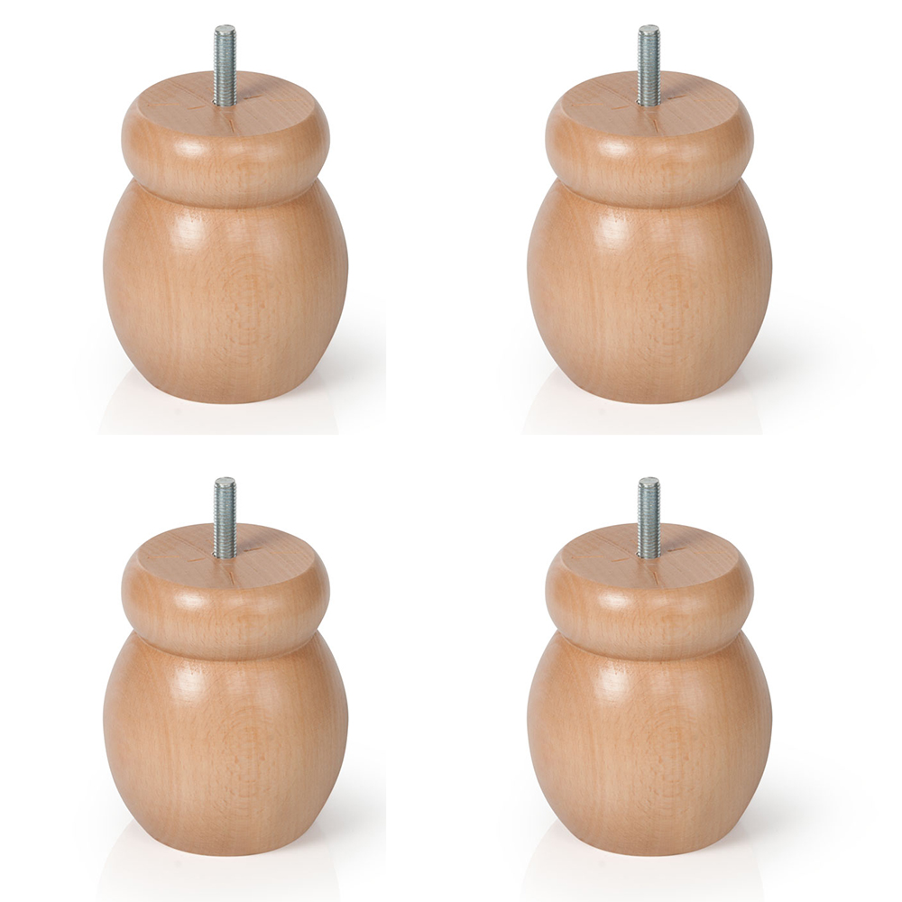4un. Pata sofá pie mueble en madera de haya natural lacada con barniz natural mate. Altura 100mm