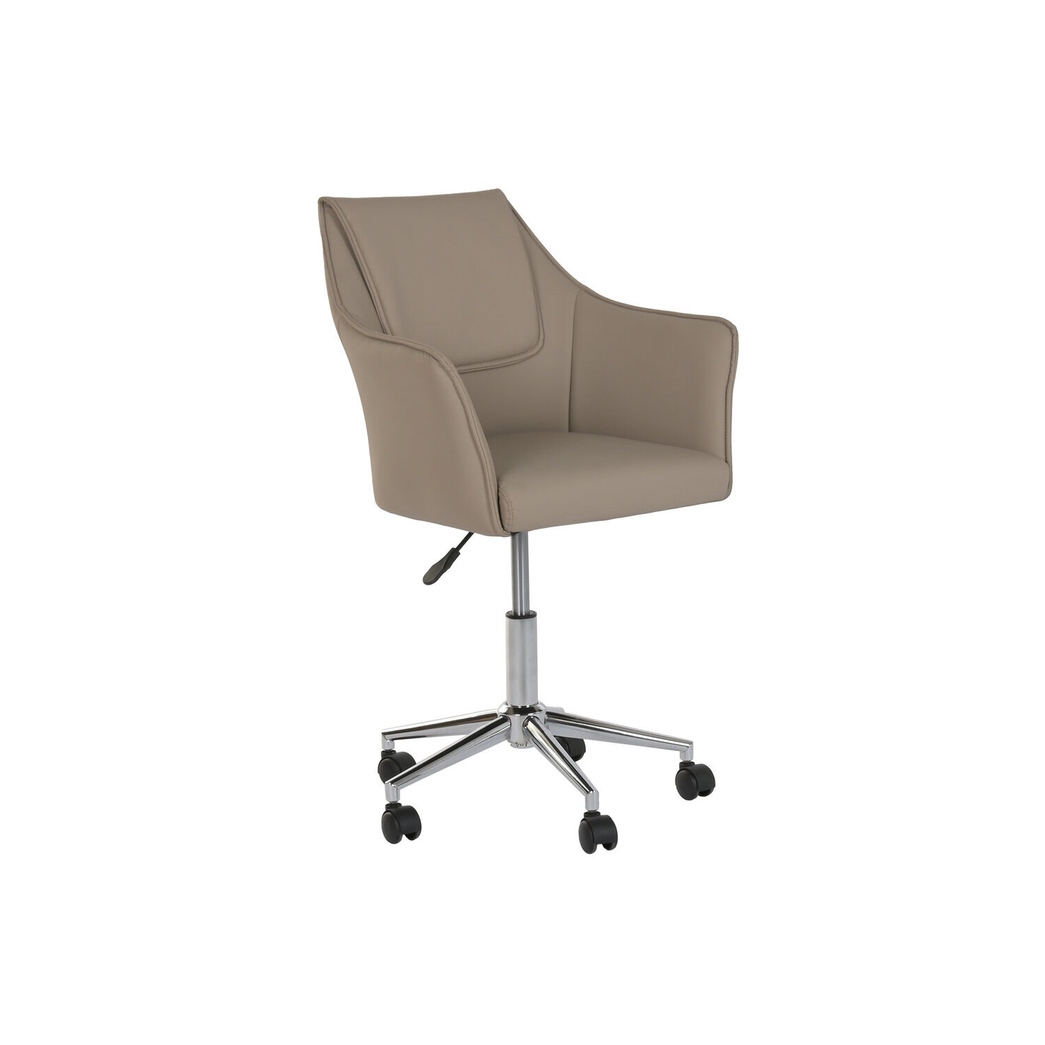 Silla, de PU metal, 95 ruedas, en color beige, medidas 59x59x83 cm Fijalo