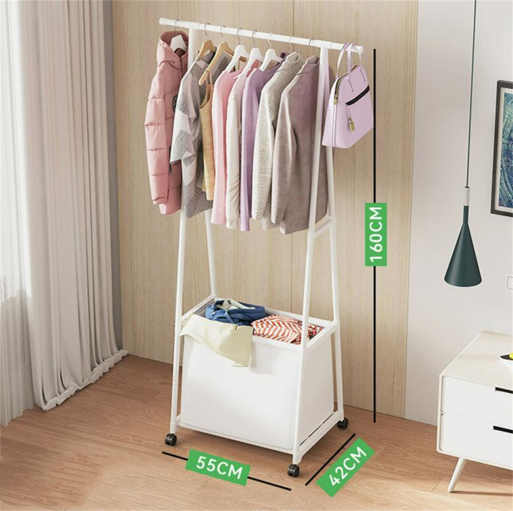 Perchero de pie de y  cesta de Ropa sucia  Estantería ropa  armario empotrado organizador Vestíbulo percha giratoria con rueda  cesta de almacenamiento de sucia