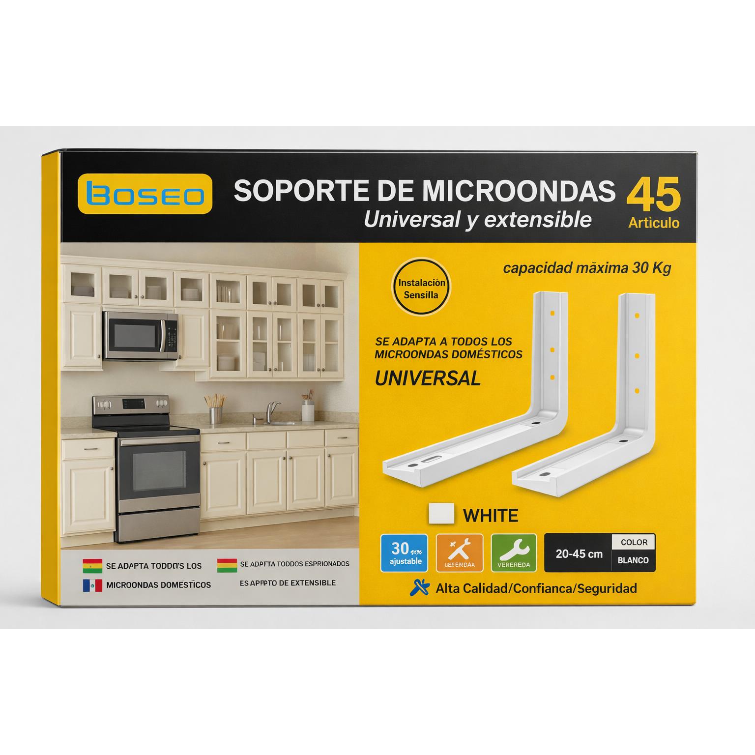 2 piezas de soporte en L montado en la pared, estante elástico plegable para cocina, microondas, horno, soporte para bricolaje, estantes abiertos, baño, cocina
