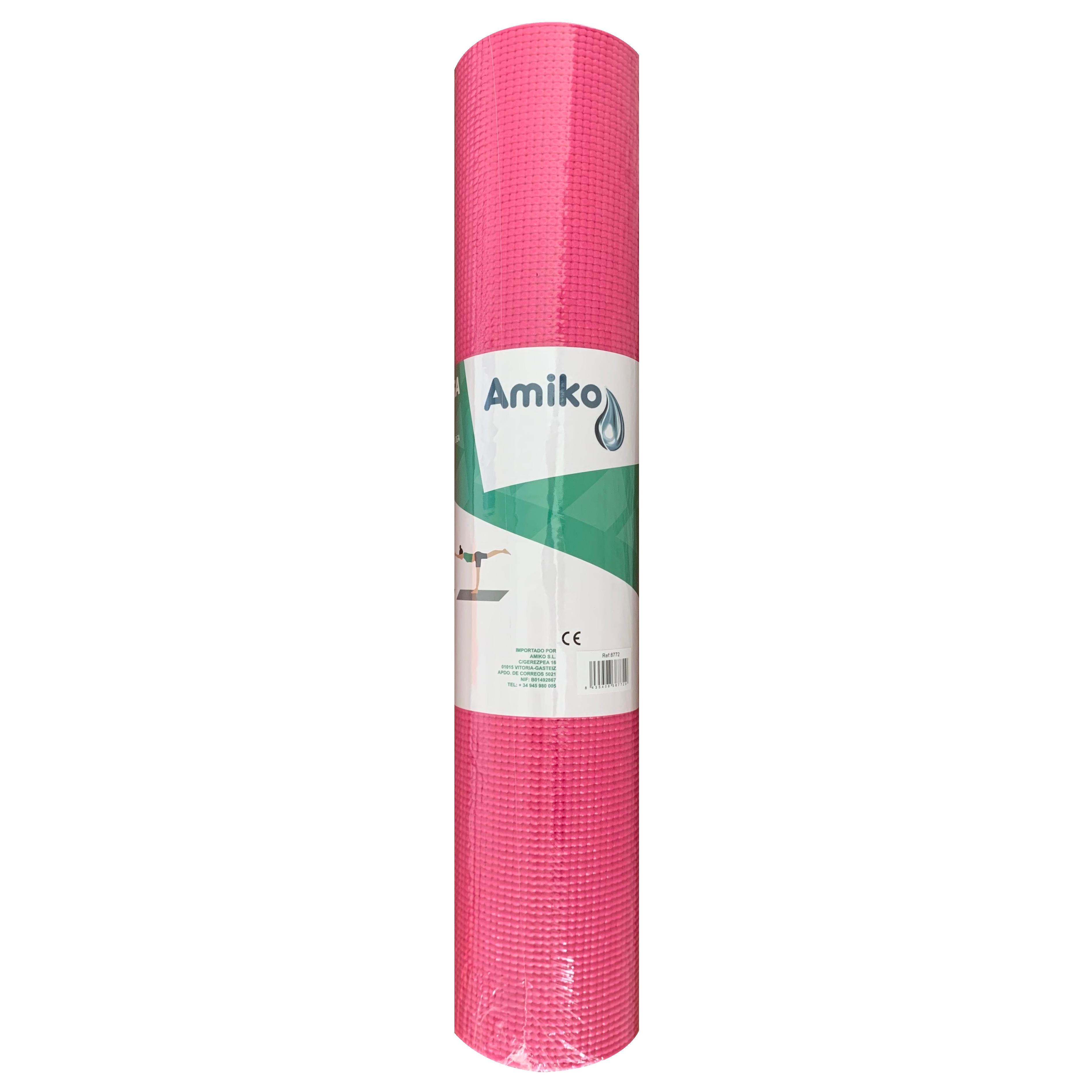 ESTERILLA DE YOGA AMIKO DE COLOR ROSA Y MEDIDAS 1,73x61 CM.