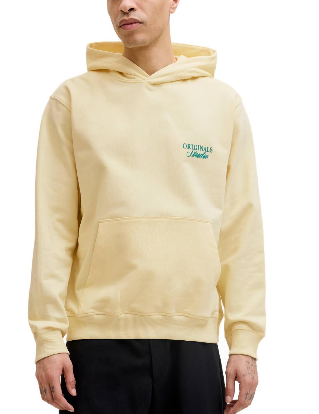 Sudadera Jack&Jones Norrebro amarillo con capucha de hombre