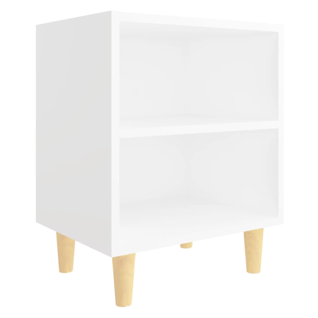 Vidaxl Mesita Noche con Patas Madera Maciza 40x30x50 Cm Blanco