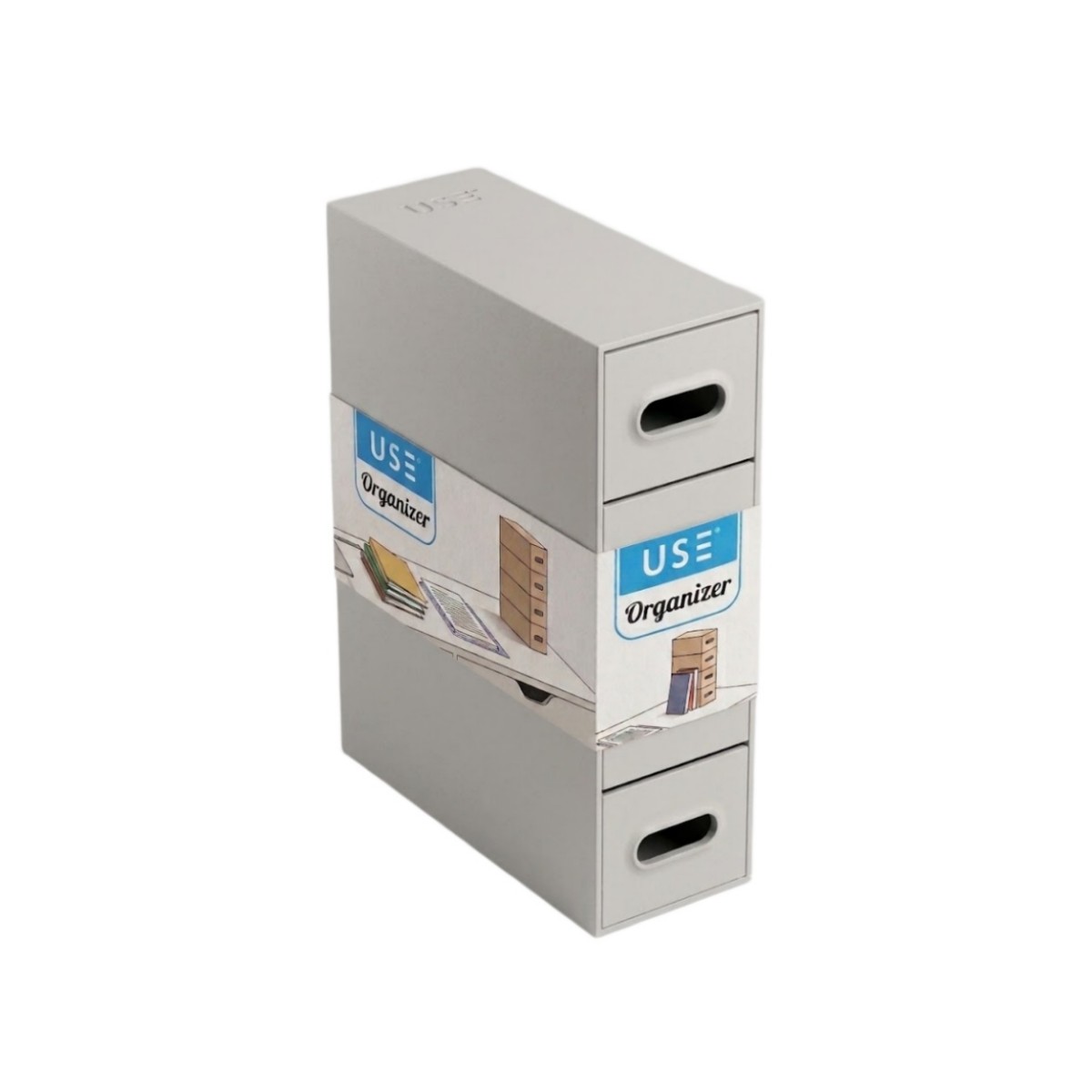 Zylx shopping - Cajonera Organizadora Vertical (7x17x22 cm) - Caja de Almacenamiento Estrecha de Plástico con 4 Cajones para Escritorio, Oficina y Maquillaje (Transparente / Colores Pastel)