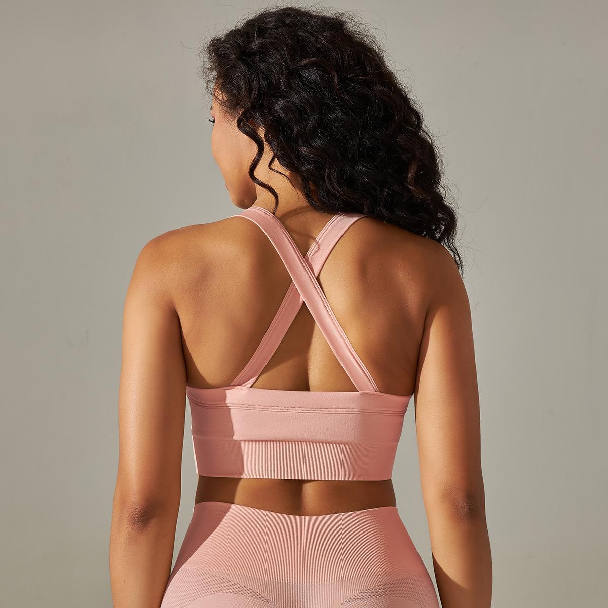 TK Sujetador de Yoga sin costura para Mujer, Top short Deportivo with neumáticos anchos y ealda Cruzada, Chaleco Deportivo para Gimnasio, Top Liso para entrenamiento y Correr