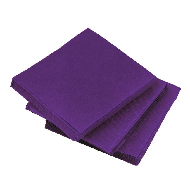 MONOUSO | Servilleta Cocktail de Papel Punta-Punta 20x20cm 2C Lila (2.400 Uds)