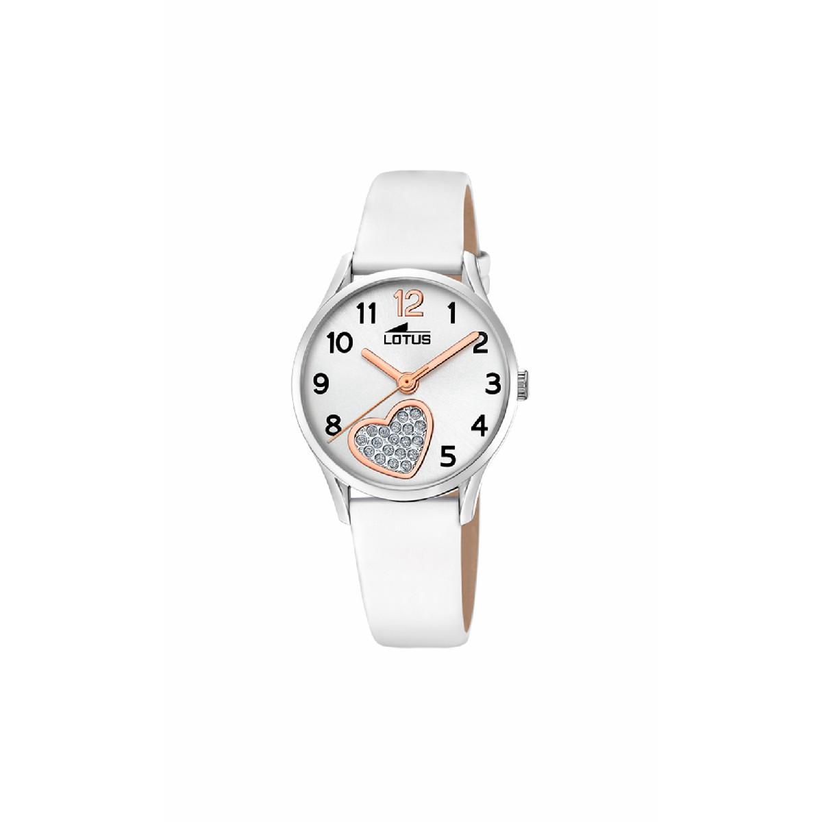 Reloj Lotus Junior Niña Piel Blanca y Esfera Blanca con Corazón 18406/E