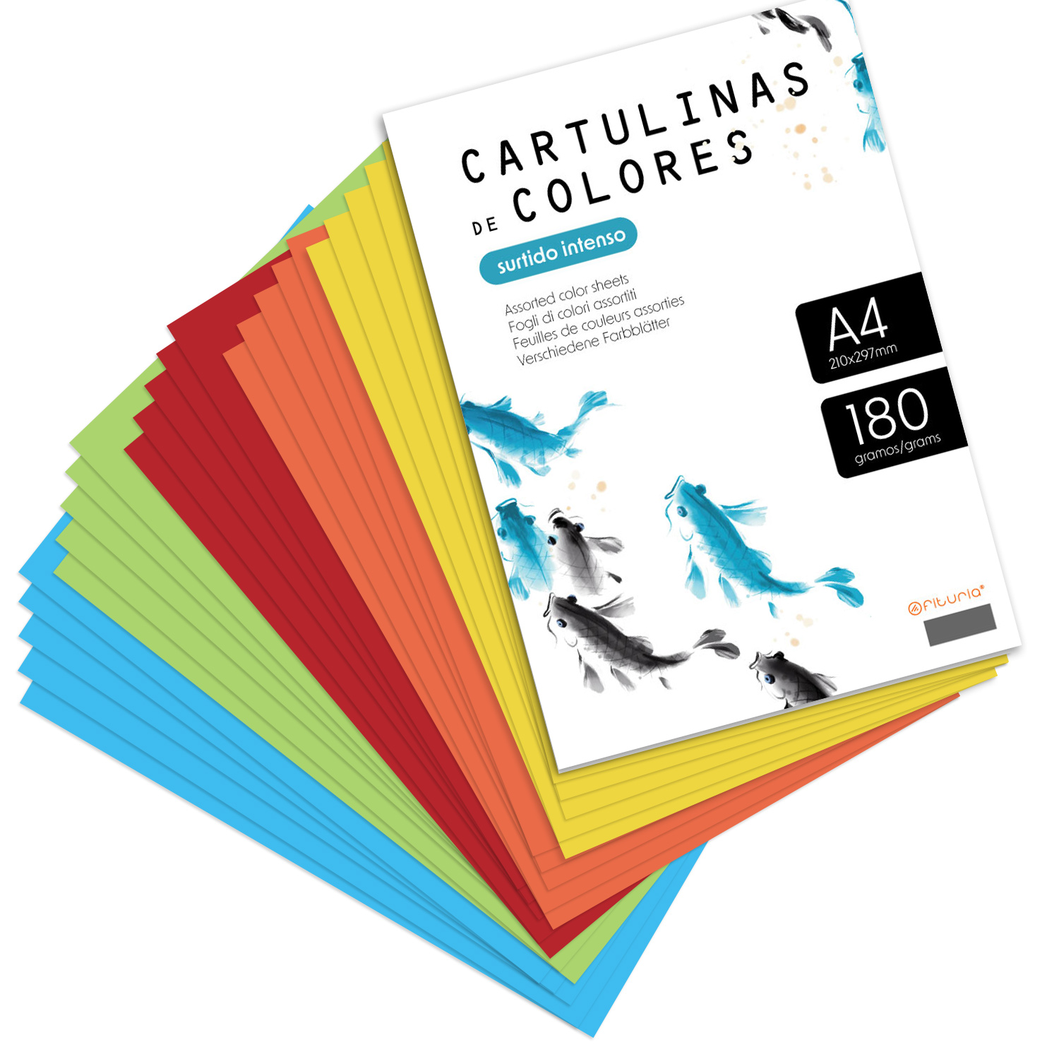Cartulina de Colores, Cartulina A4 Colores Surtidos Pastel, Folios de Colores 180gr Manualidades, Imprimir tus Documentos y Diseños Creativos, Folios de Colores A4 · m-office (x25, Surtido Intenso)