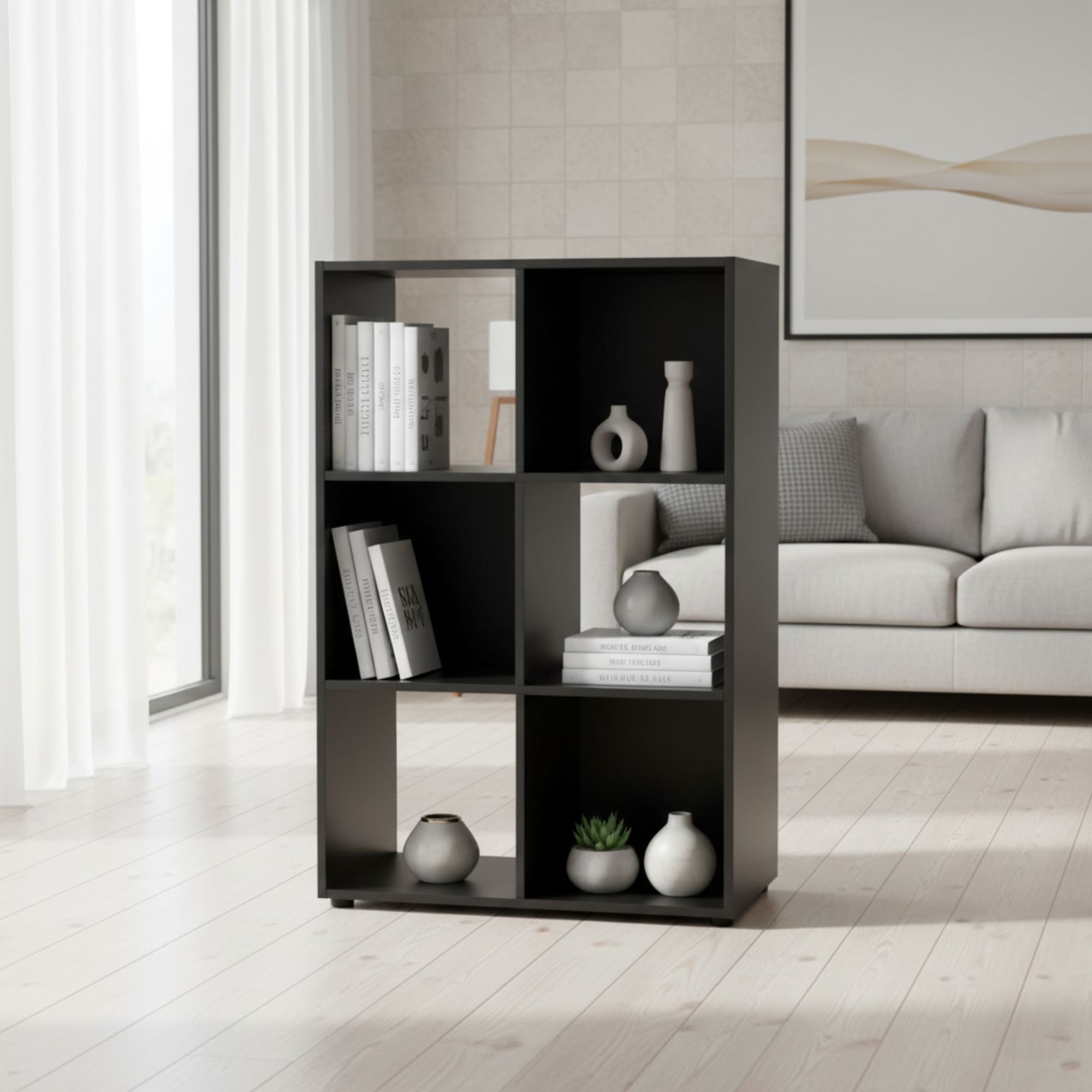 MOBLEKIT | Estanterías de Cubo Negro Modulares de Madera con Diferentes Compartimentos y Opciones con Puertas, Librerías y Muebles de Almacenaje para Dormitorio, Cocina o Entrada