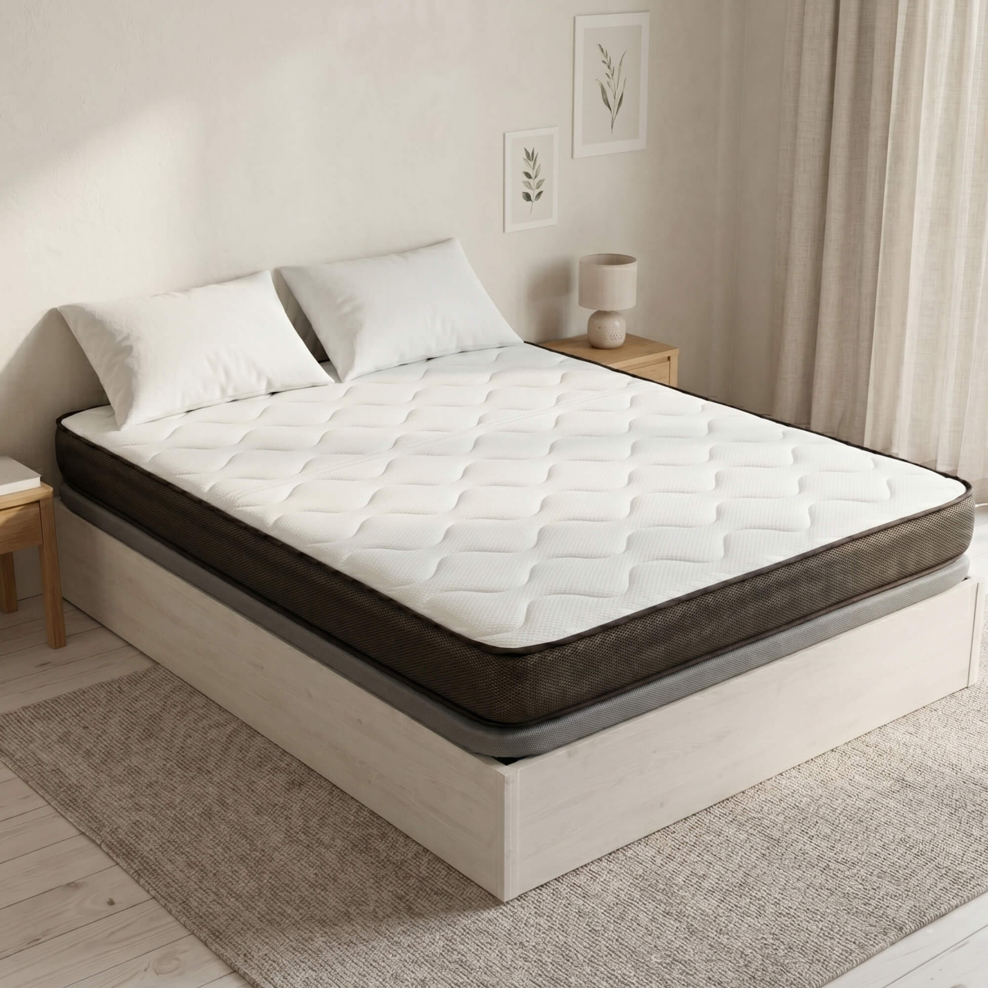 Colchón Viscoelástico Naturals Breeze - Núcleo de Espuma HR Alta Densidad - Altura 20 cm, Firmeza Media - Transpirable para Cama Individual y Matrimonio