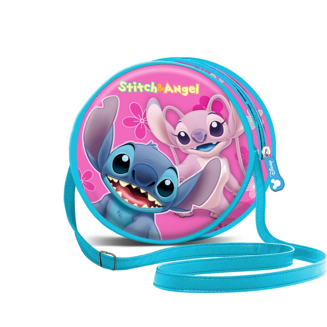 Bolso Bandolera Redondo Disney Stitch y Angel 18.5x18.5x6.5cm