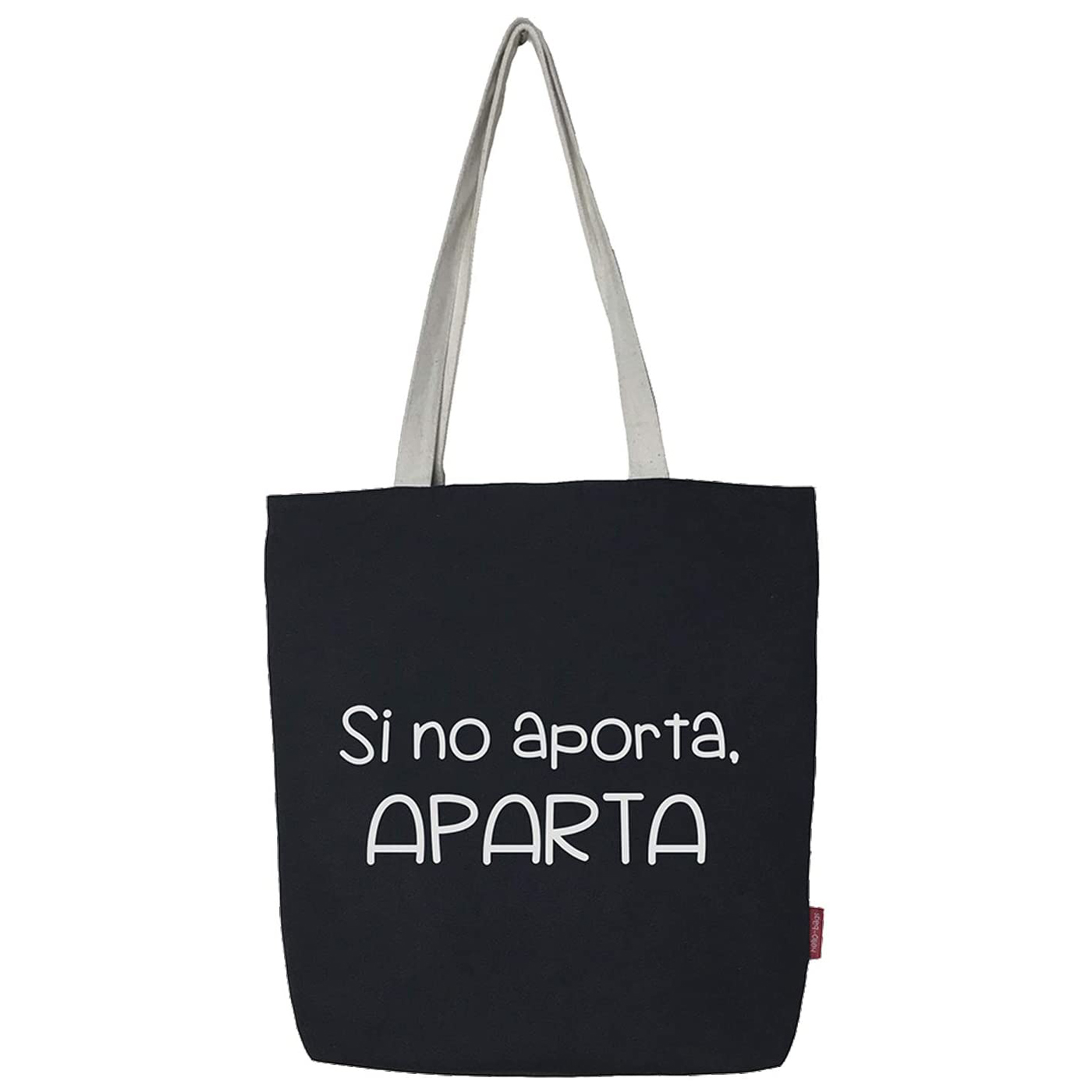 Hello-Bags. Bolso tote bag con cremallera, forro y bolsillo interior. Exterior: Algodón 100%. Incluye sobre kraft de regalo. Modelo SI NO APORTA. Color: Crudo / Negro. Medidas: 37x38 cm.