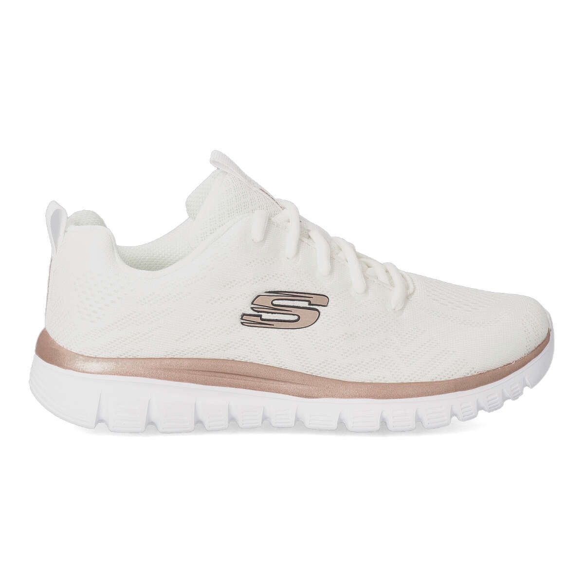Skechers - Zapatillas deportivas Graceful Get Connected para mujer con plantilla Memory Foam, suela flexible y ligera, color blanco-bronce