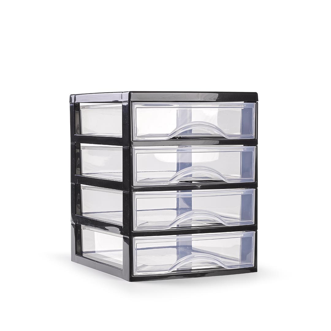 Cajonera Plastico Sobremesa disponibles en 3, 4 y 5 cajones para escritorio y oficina almacenamiento de sobremesa Color Blanco Negro