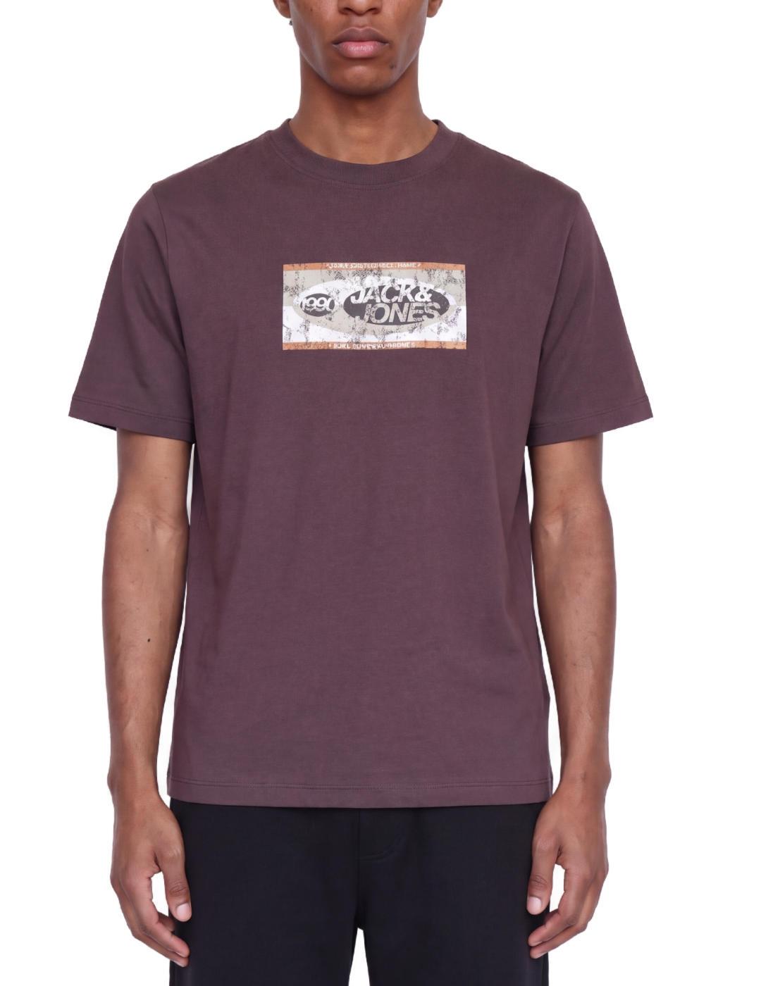 Camiseta Jack&Jones Trace granate logo para hombre