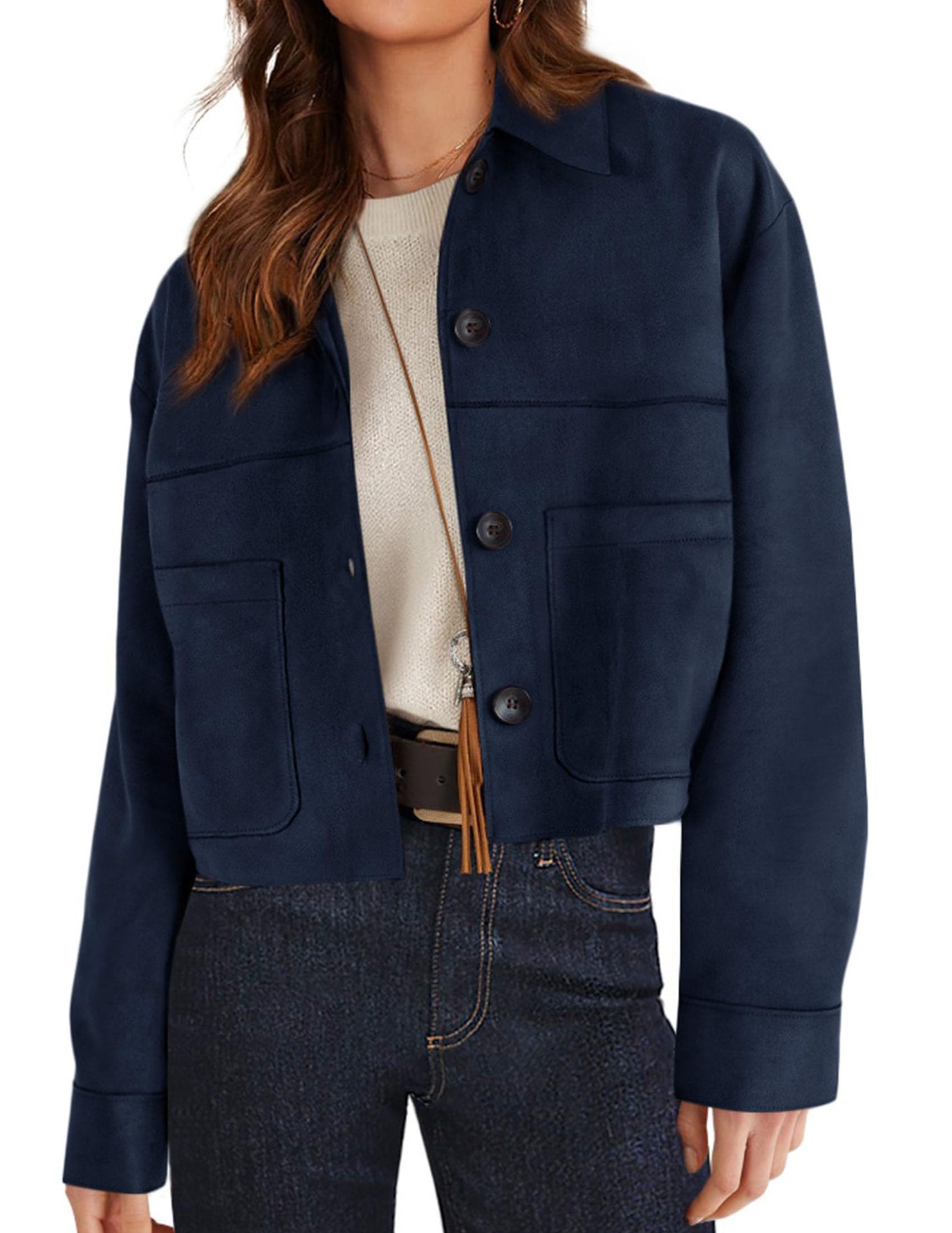 Chaqueta corta de gamuza sintética para mujer, casual, ligera, a la moda de otoño 2026, abrigos de invierno, ropa de moda