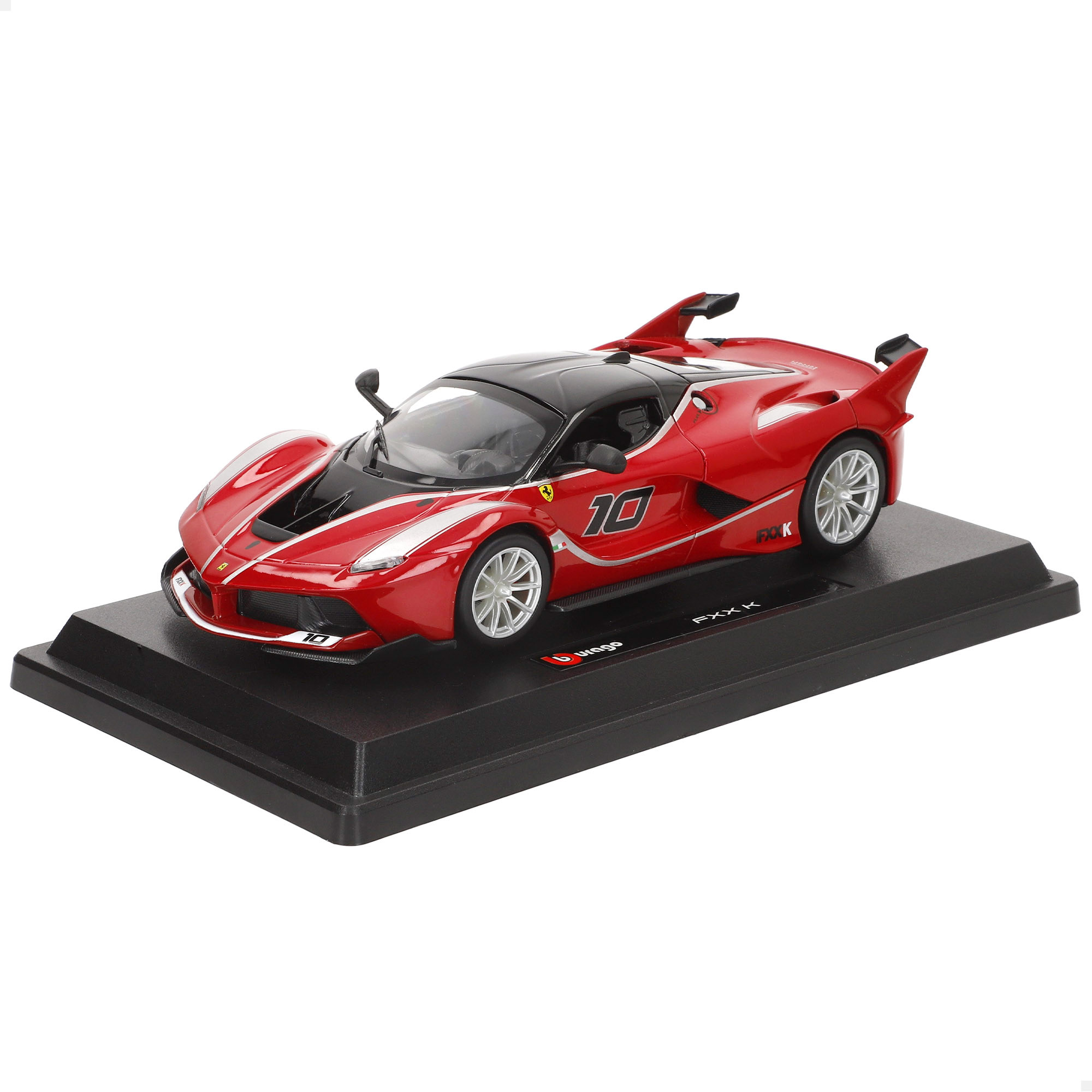 Burago - Maqueta coche Ferrari a escala 1:24, con carrocería fiel al modelo original, interior de alta precisión, detalles de competición y pintura realista, incluye peana expositora, ideal para coleccionistas y amantes del motor