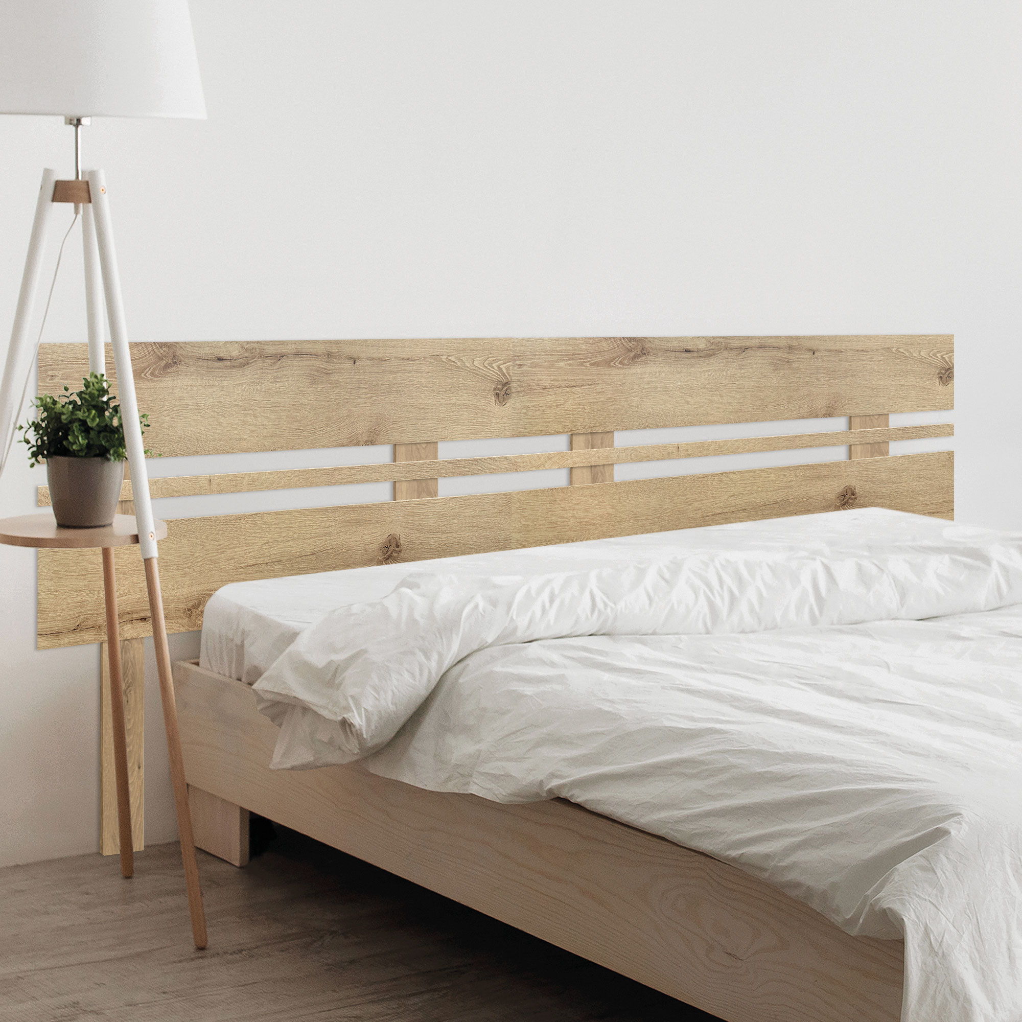 DHOME Cabecero de Madera reciclada DM Horizontal Ancho Dual con Patas Cama Palets Herrajes incluidos