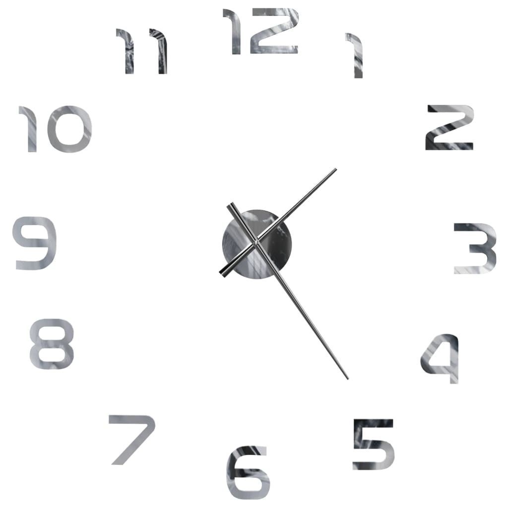 vidaXL Reloj 3D de pared con diseño moderno 100 cm XXL plateado