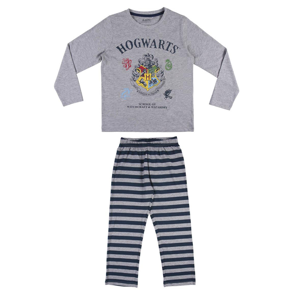 Harry Potter Cerdá Pijama Manga Larga Hogwarts Gris Rayas Niño