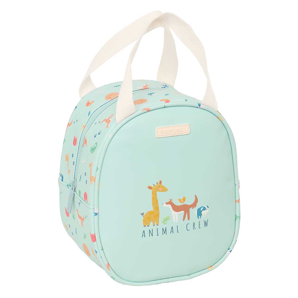 SAFTA | Neceser Termo Preescolar Elefante Organizador Infantil con Interior Forrado de Aluminio Frío-Calor 19 x 22 x 14 Cm (5,9 Litros), Asa de Mano Superior, Cremallera Resistente, Color Azul Claro, Cierre con Cremallera
