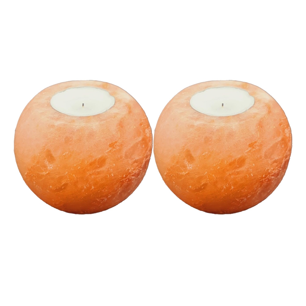 PLUSHOME Pack 2 Portavelas y Quemador de Sal Himalaya.Con formas. - Decoración del Hogar -Meditación -Relajacion- Bienestar-Concentracion-Yoga