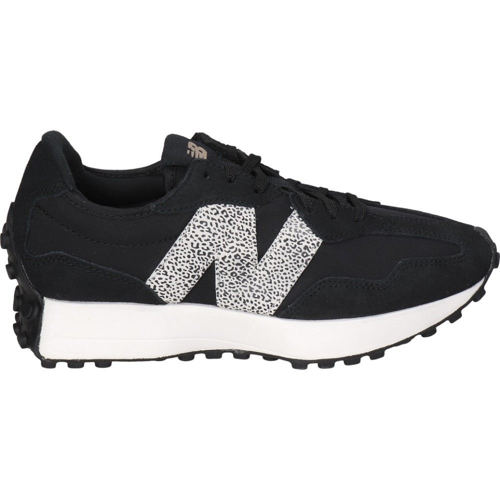 NEW BALANCE | Zapatilla New Balance 327 para Mujer – Deportivas en Color Negro con Detalles de Animal Print – Estampado Animal – Sneakers con Cordones – Cómodas – Moda – Modelo WS327PH