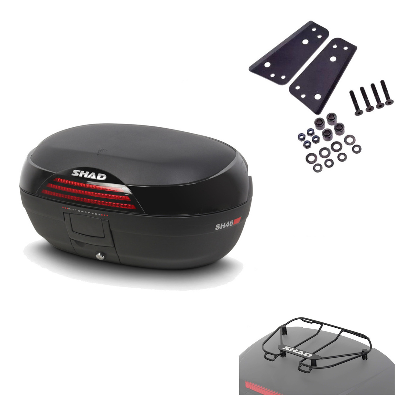 Baul Trasero + Herraje Montaje + Parrilla Portabultos Sh46 Sh 46 New Model KIT-183033