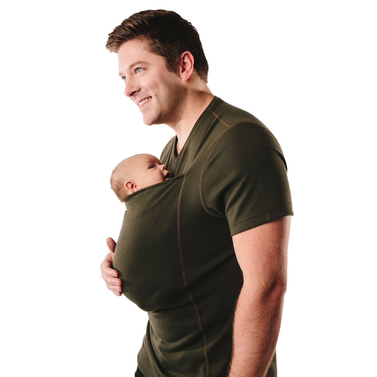 TK Baby Carrier Kangaroo Large Pocket Vest T-shirt Men's Care Bonded Shirt Green