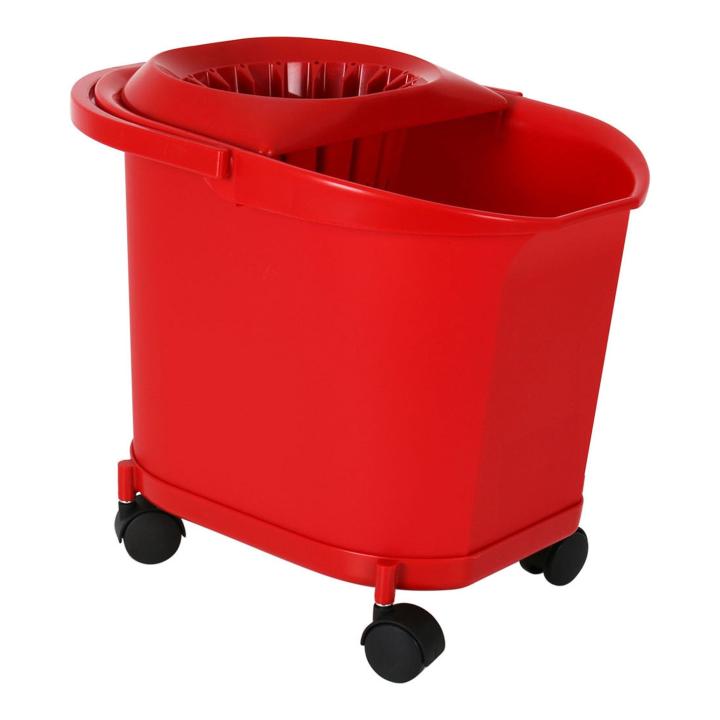 KETY - CUBO 16L CON RUEDAS ASA Y ESCURRIDOR COLOR ROJO - Cubo Escurridor con Sistema de Prensado Eficiente - Cubo Escurridor Fácil de Almacenar - Cubo Escurridor Resistente y Duradero - Cubo Escurridor Diseño Innovador - Cubo Escurridor Diseño | AmyStyle