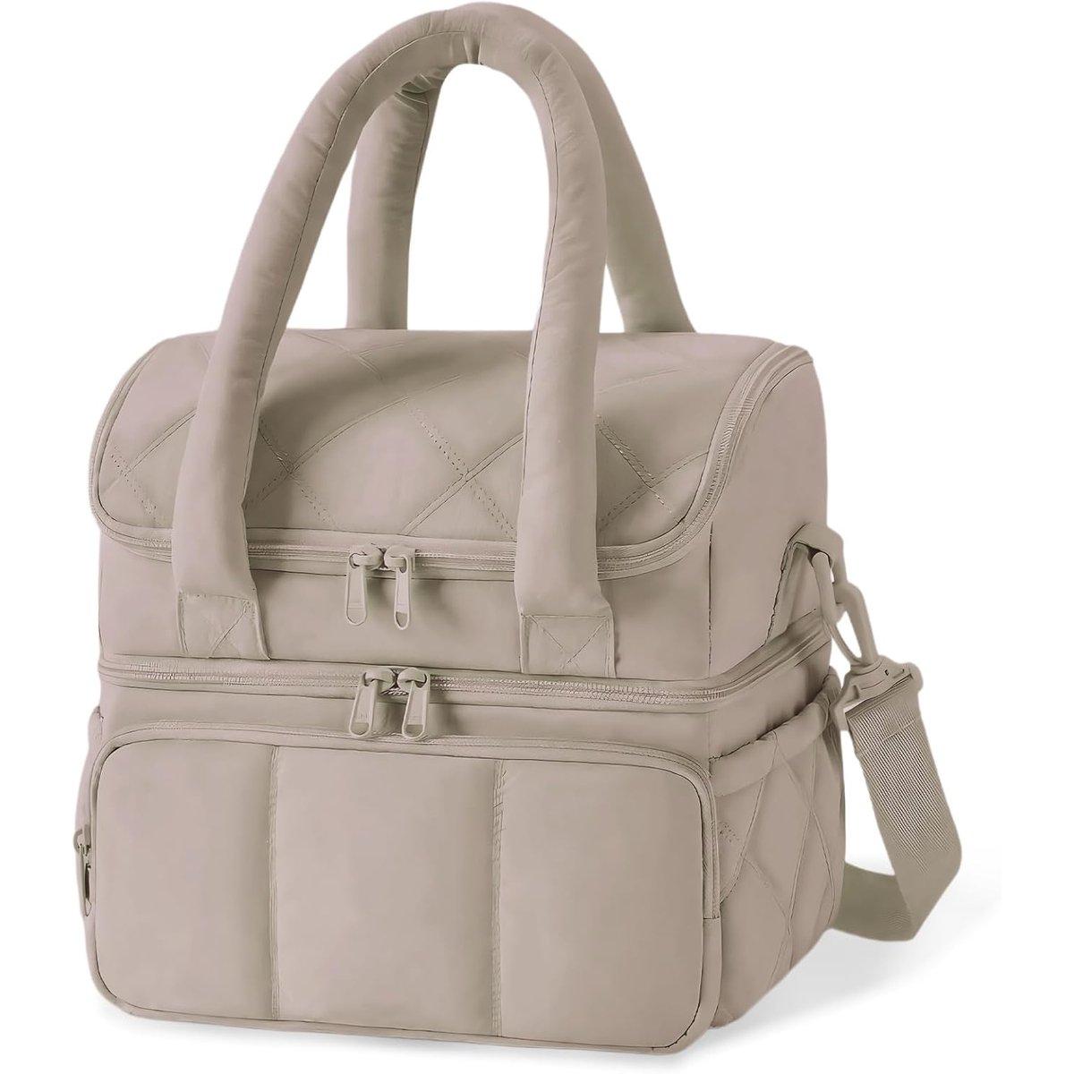 Bolsa térmigrande para el almuerzo de 11,8 litros para hombres y mujeres, doble capa, con cremallera de 180 grados, a prueba de fugas y correa ajustable para el hombro, ideal para el trabajo, picnics y la playa.