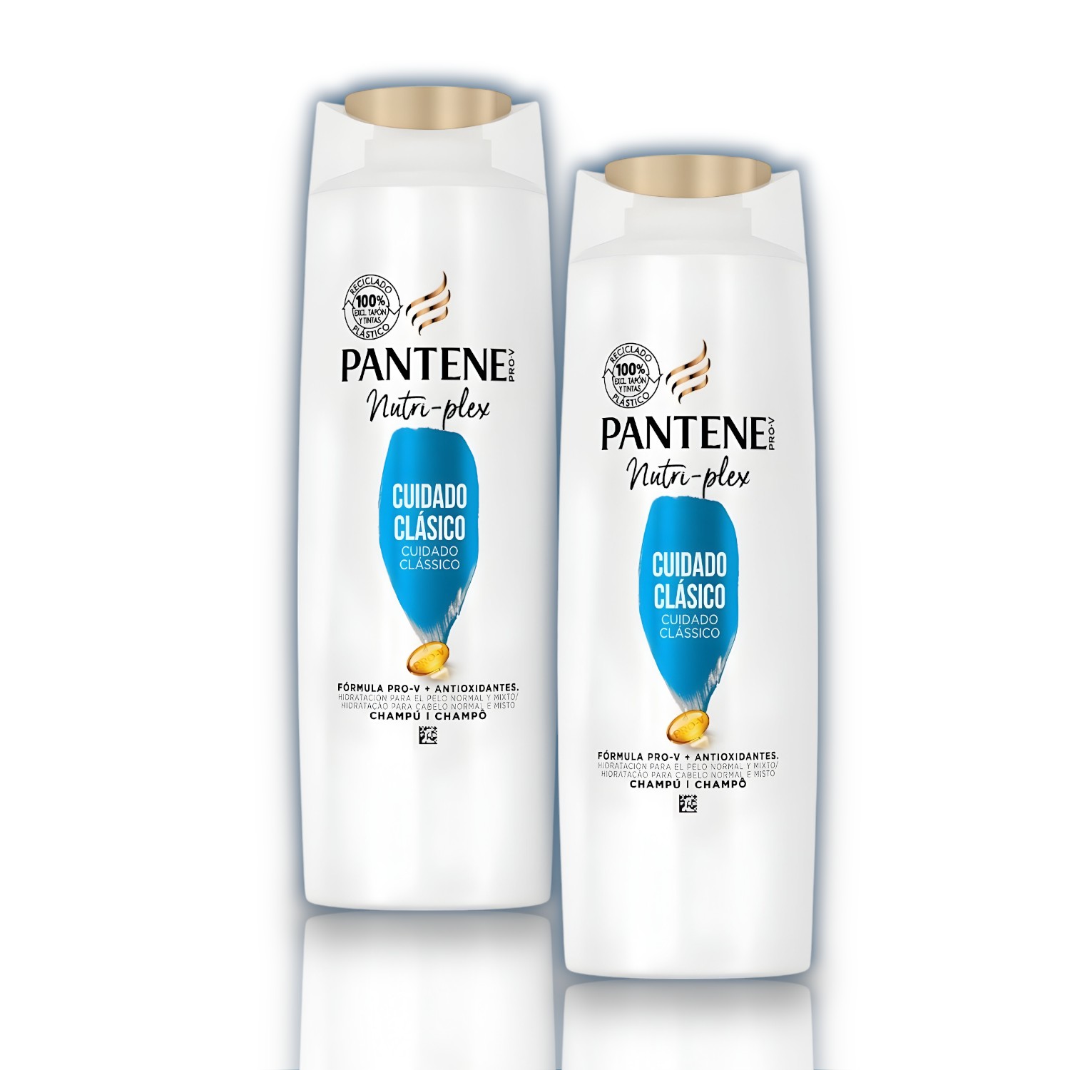 Champú Cuidado Clasico Nutri-Plex 385ml - Pantene Formula Pro-V + Antioxidantes - Hidratación para Cabello Normal y Mixto - Pack Ahorro 2 y 4 Unidades - Pantene.